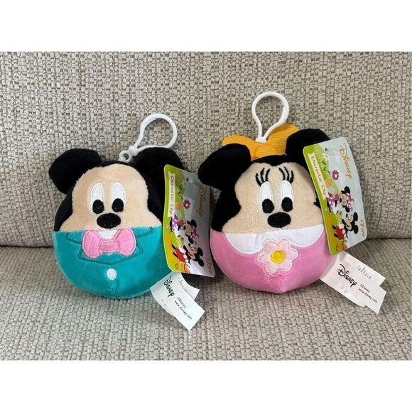 Disney Mickey Mouse and Minnie Mouse plush bag buddy character  clips - Picture 1 of 7